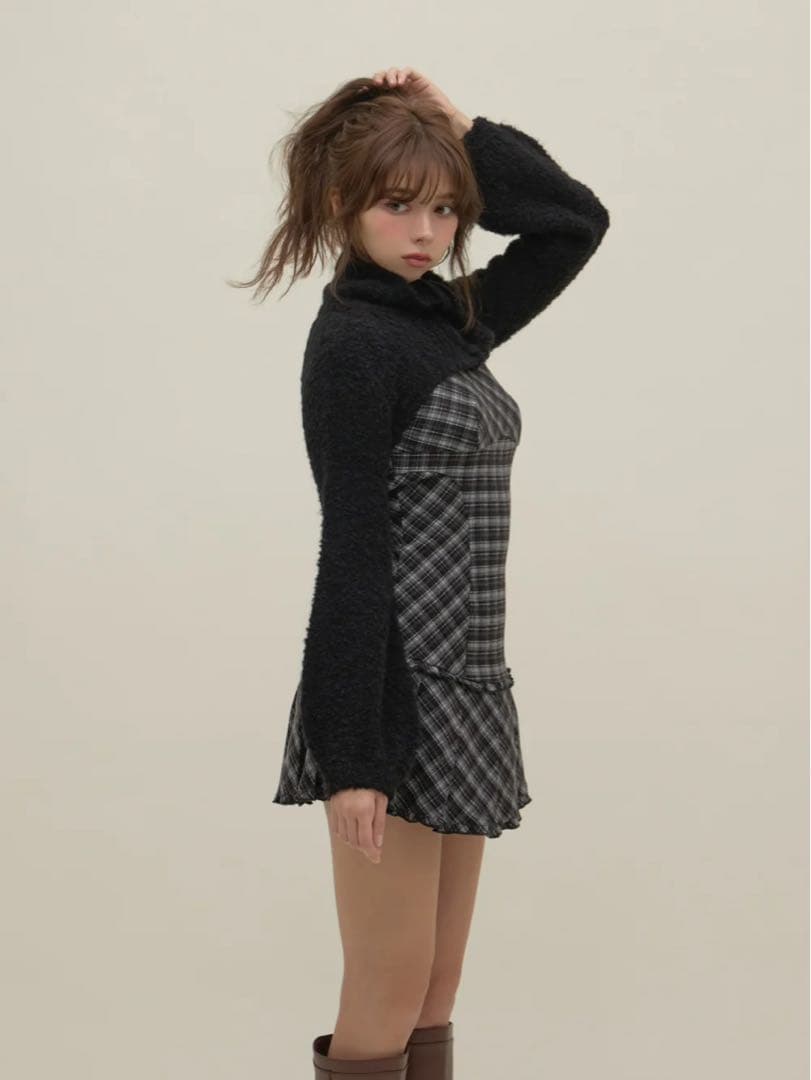 ワンピース Lulu check set mini dress black