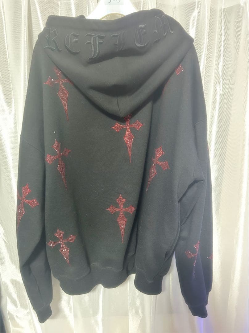 REFLEM レフレム ラインストーン ジップアップパーカー レッド 赤