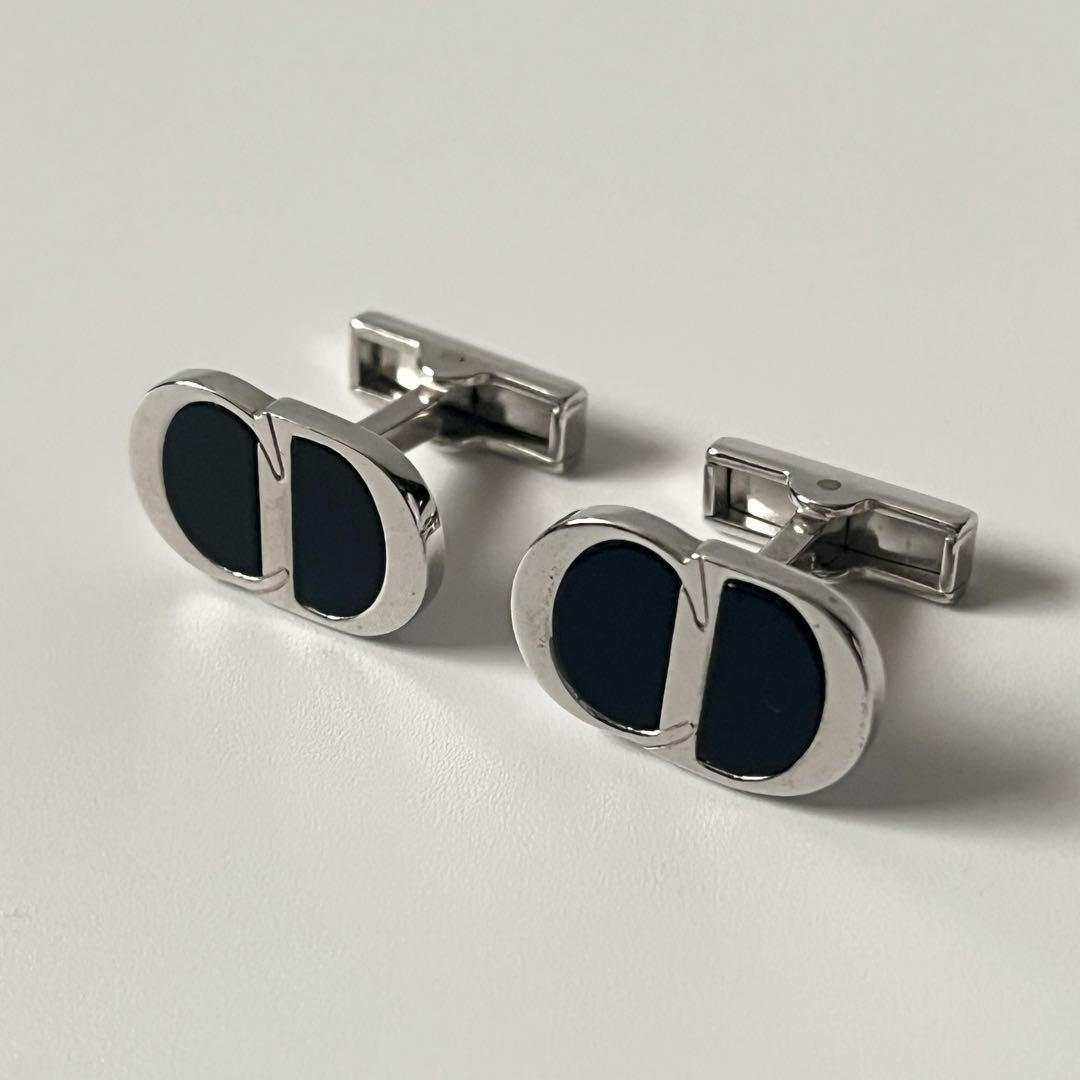 ディオール　カフス　CDアイコン　シルバー　黒　ブラック　カフリンクス　メンズ