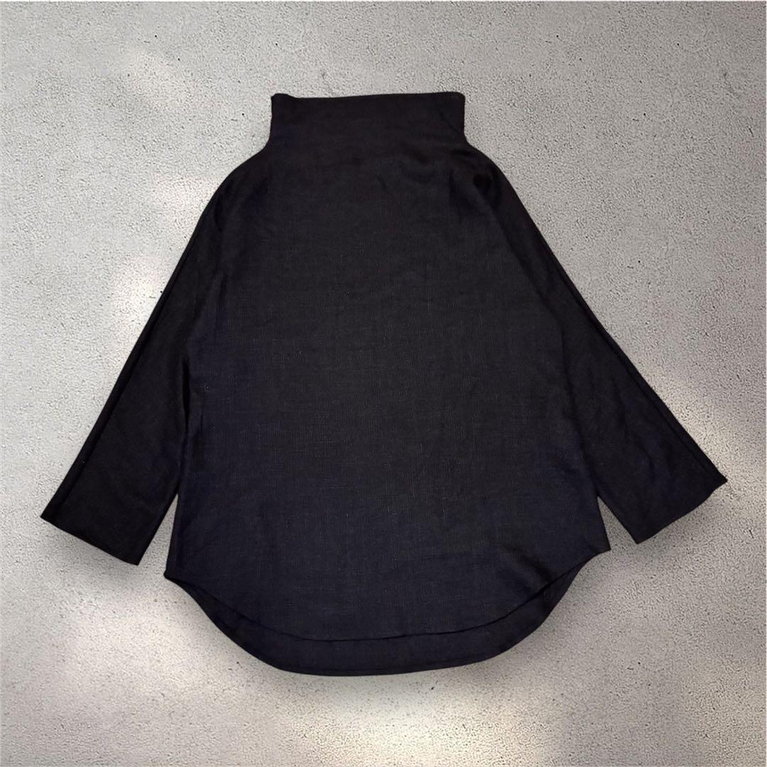 ミカコナカムラ　カシミヤ　リネン　ハイネックチュニック　ブラック　日本製