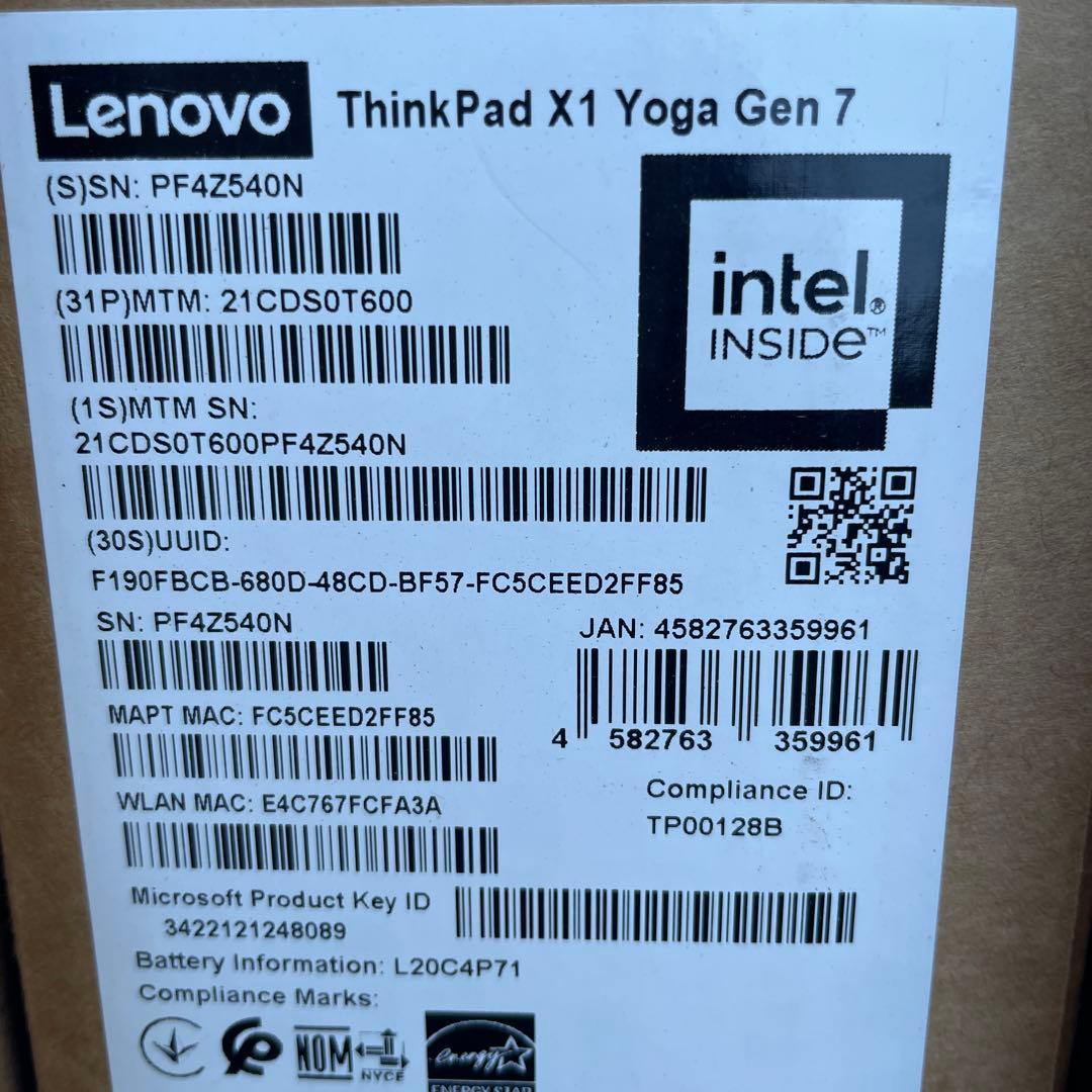 Windowsノート本体 Lenovo ThinkPad X1 Yoga Gen 7 21CDS0T600