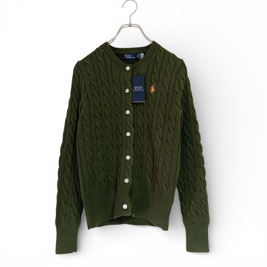 【正規品・未使用紙タグ付】ポロラルフローレン❤️ケーブルカーディガンカーキM