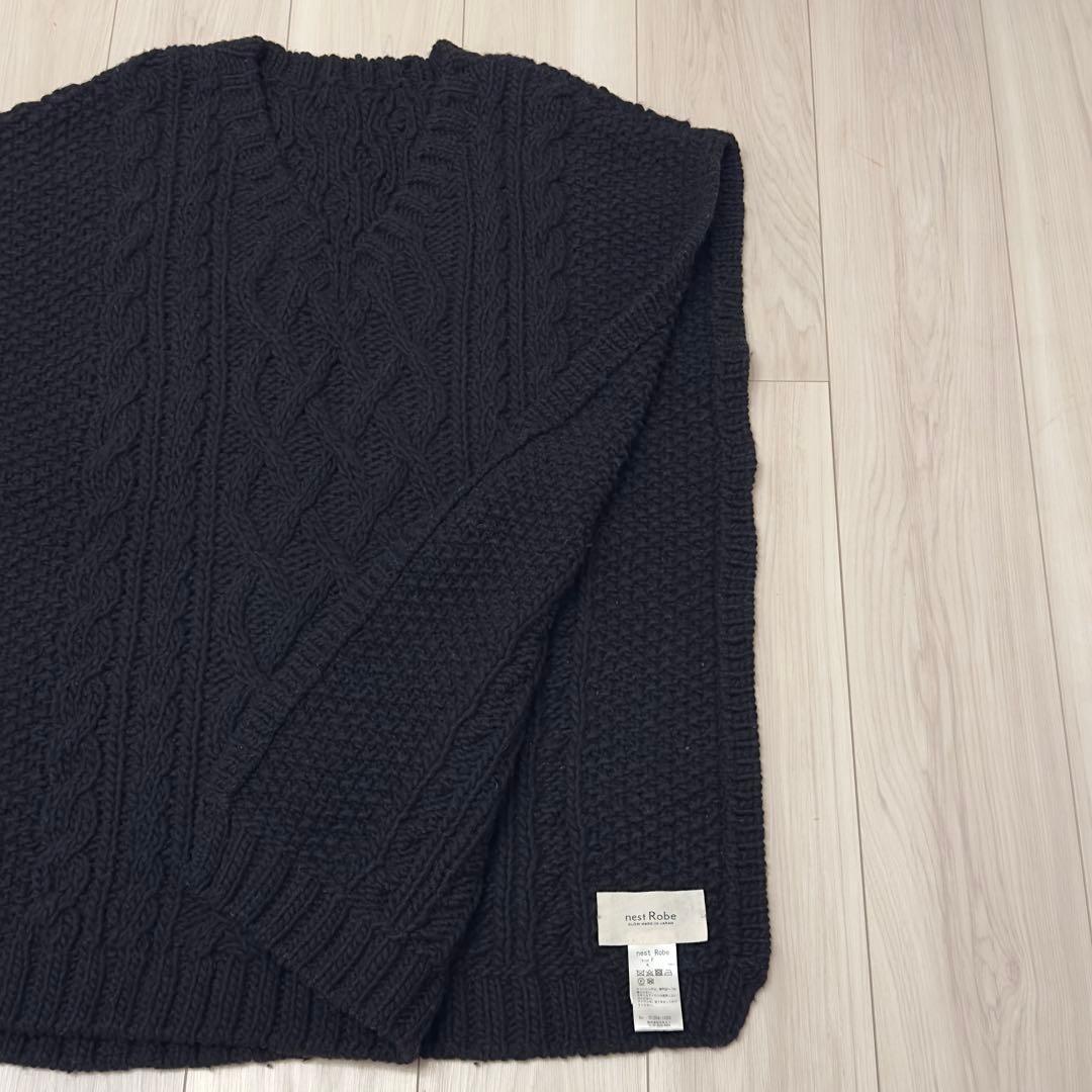 【nest Robe / ネストローブ】 ペルーハンドニットベスト　ブラック