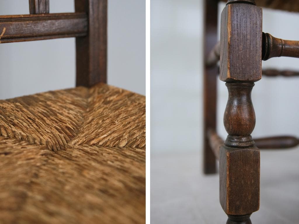 フランスアンティーク木製ダイニングチェア/ラッシュシートイス(90-43-5)