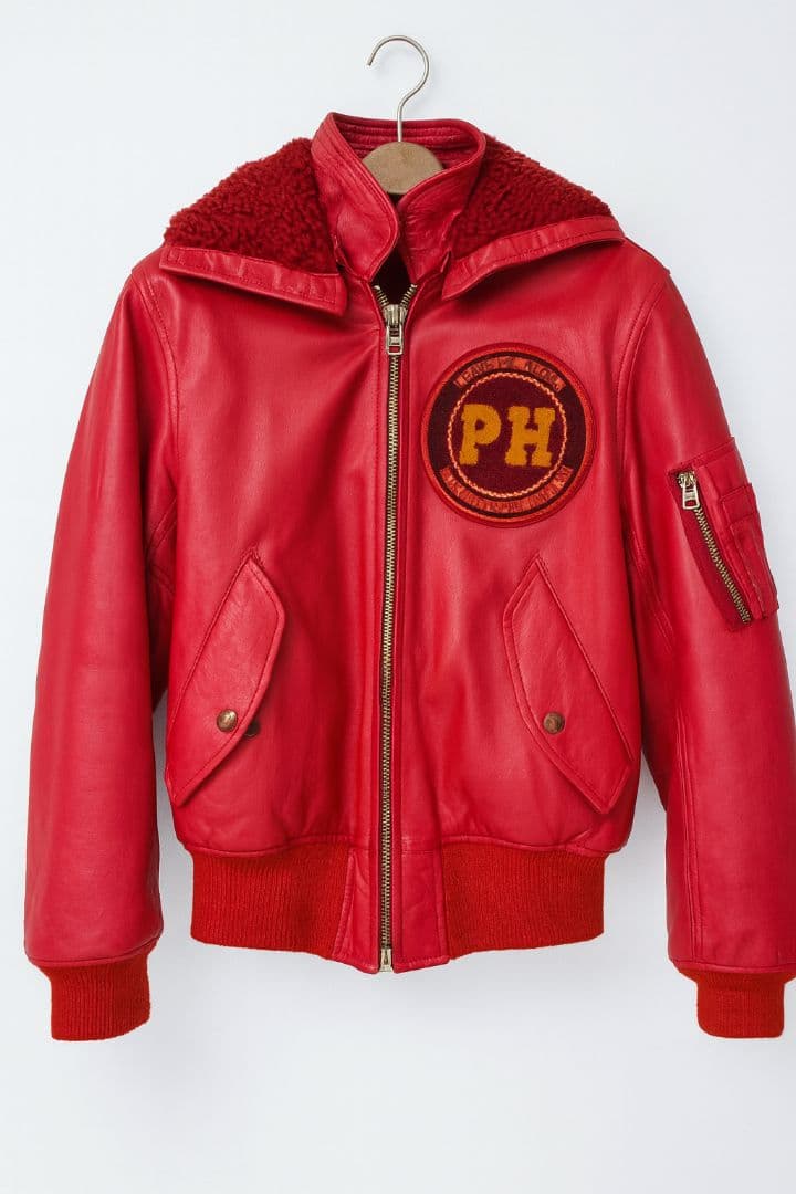 PINK HOUSE　革ジャン フード付き PHロゴ レディース