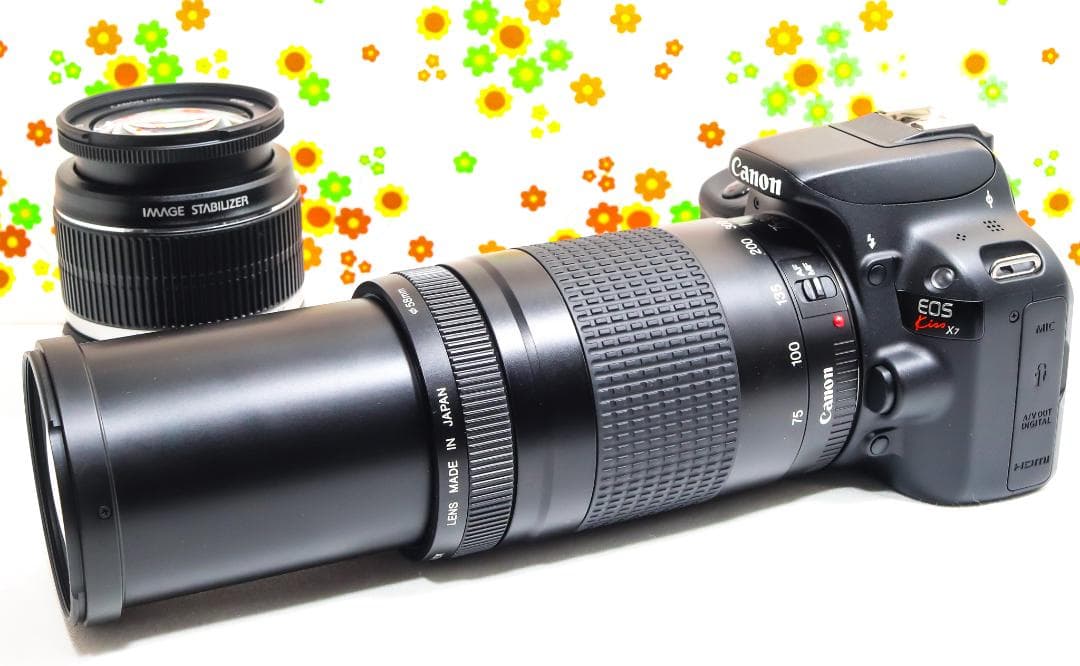 Canon kiss x7☆スマホ転送♪☆超小型・軽量☆超望遠ダブルレンズ付き