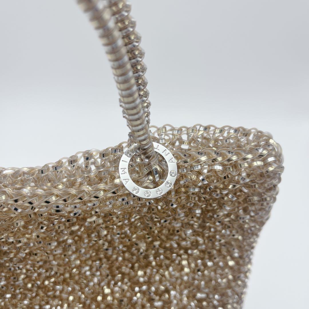 【美品】アンテプリマ スクエアワイヤーバッグ ゴールド ミニハンドバッグ