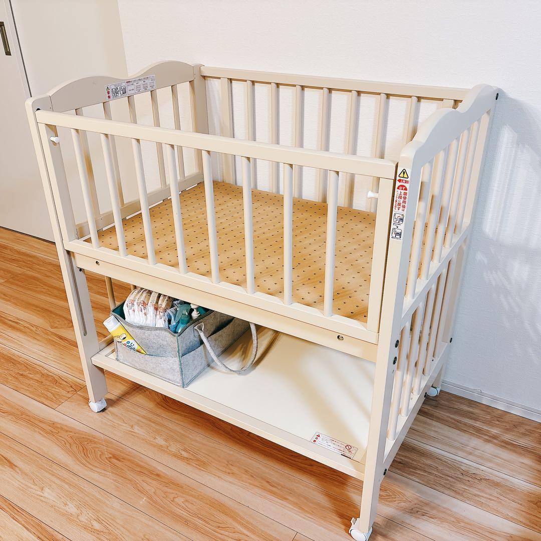 ✨送料無料✨ キンタロー ミニ アン ホワイト ミニ ベビーベッド 下段収納付き