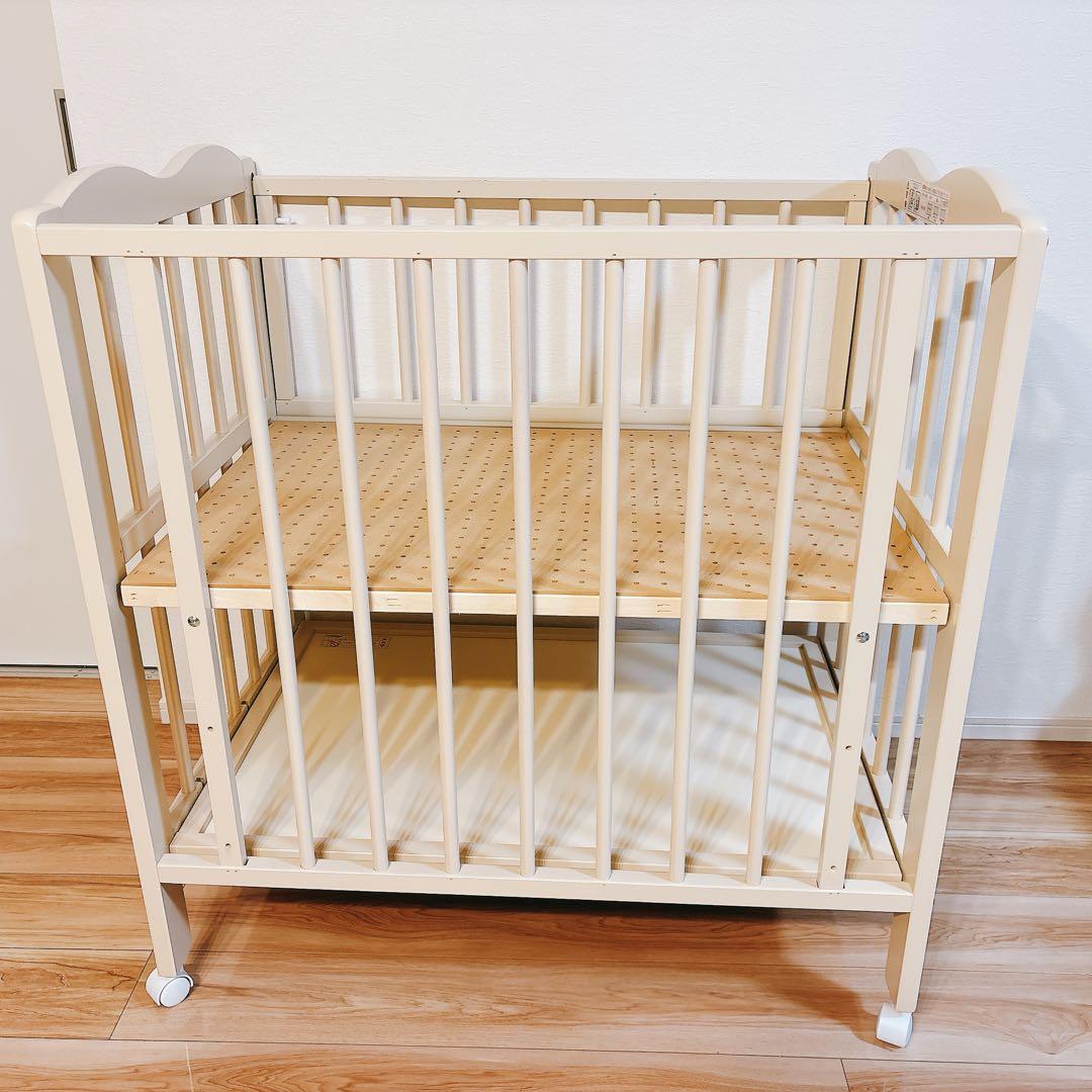 ✨送料無料✨ キンタロー ミニ アン ホワイト ミニ ベビーベッド 下段収納付き