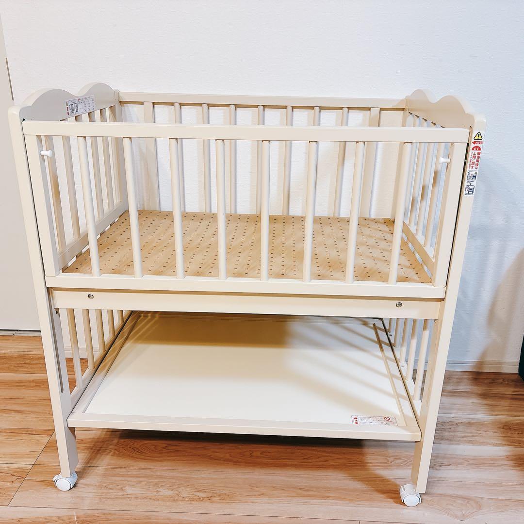 ✨送料無料✨ キンタロー ミニ アン ホワイト ミニ ベビーベッド 下段収納付き