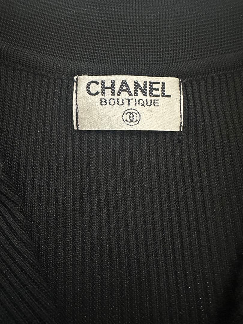 CHANEL ブラックリブポロシャツ 長袖