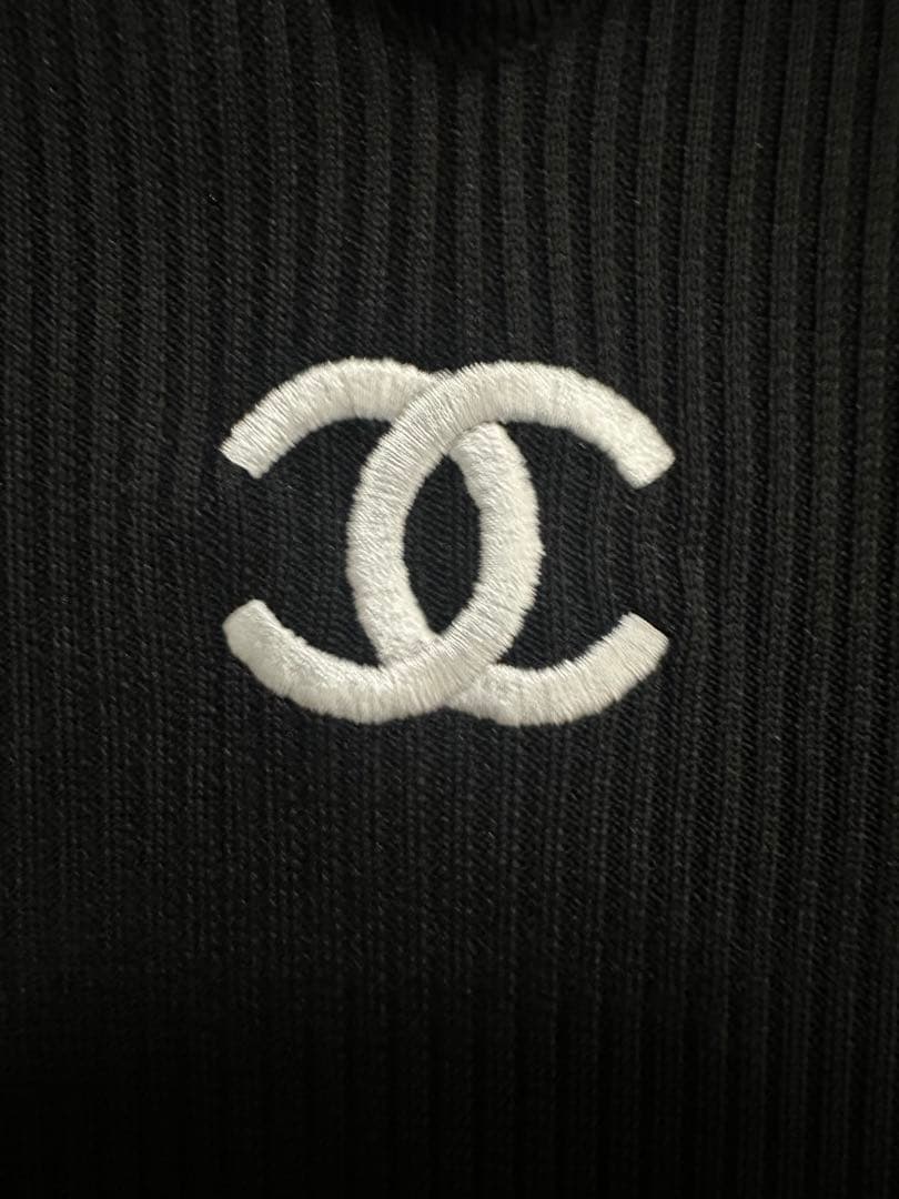 CHANEL ブラックリブポロシャツ 長袖