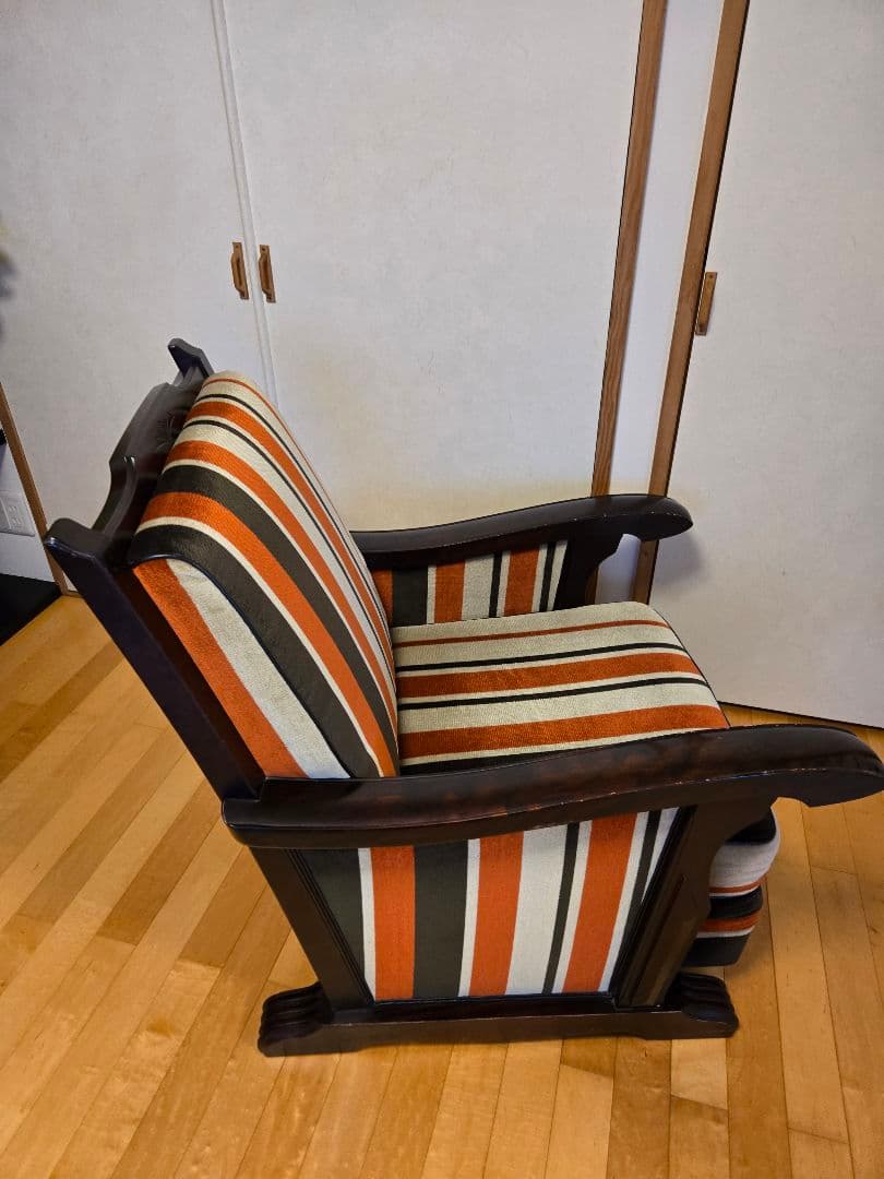 ～5/11最終お値下げ☘️モリシゲ ヴィンテージストライプチェア 一人掛け