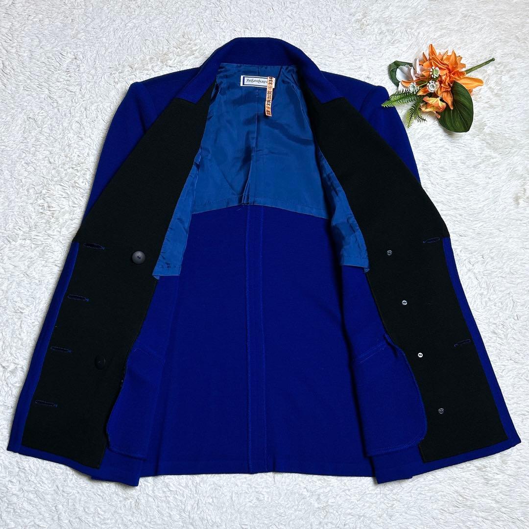 美品/イヴサンローラン　金ボタンバイカラージャケット　ダブル　ウール　M