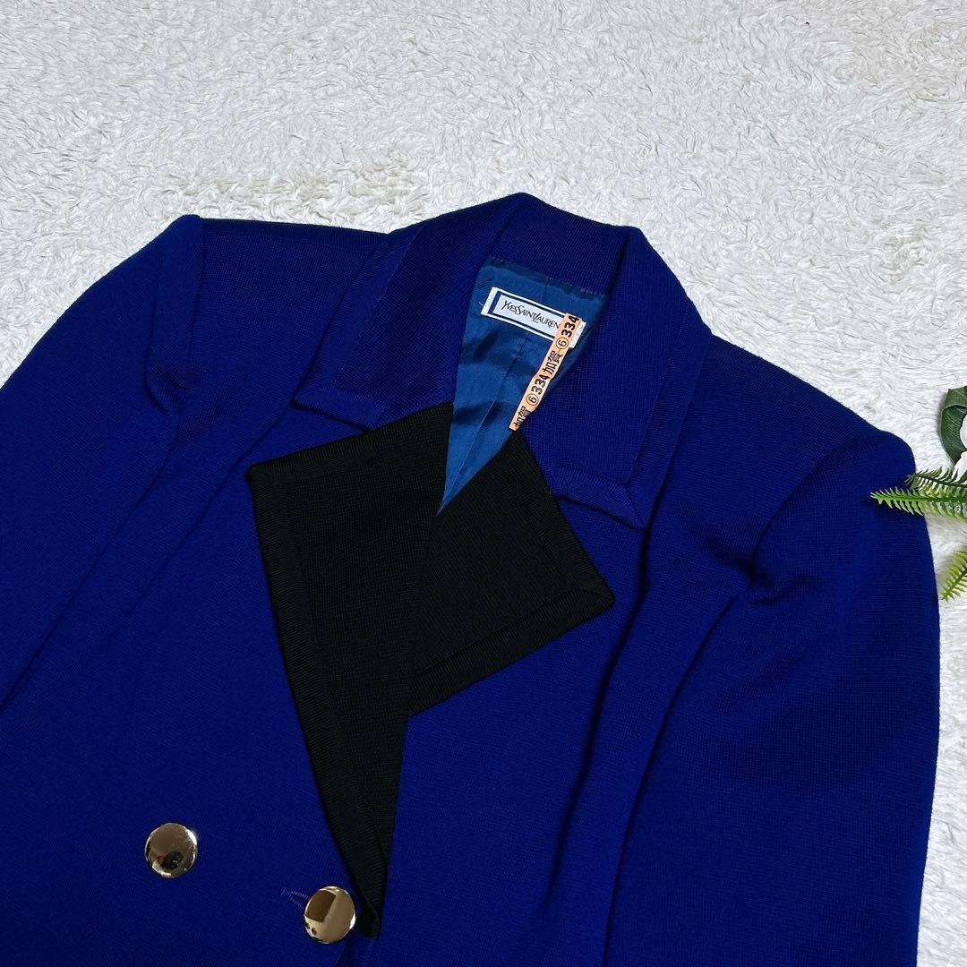 美品/イヴサンローラン　金ボタンバイカラージャケット　ダブル　ウール　M