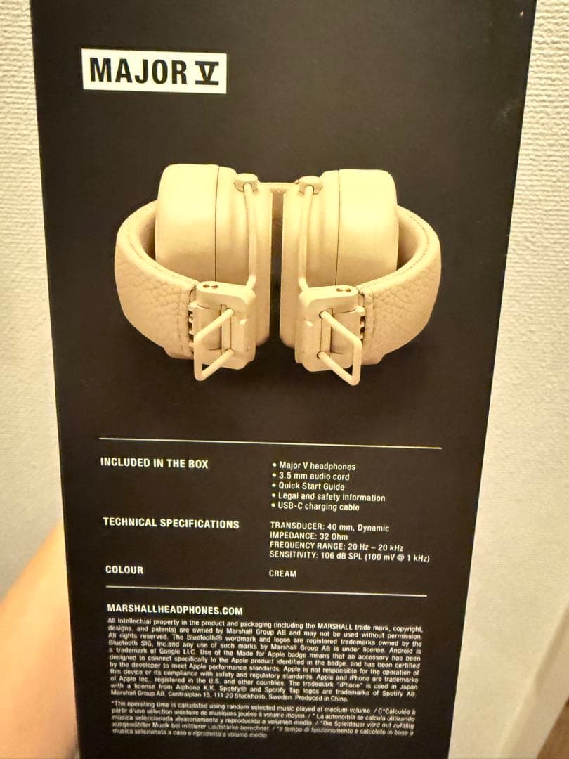 Marshall ワイヤレスオンイヤーヘッドホン Major V クリーム