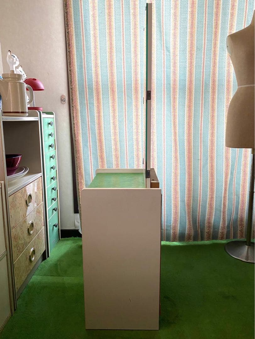 ドレッサー 鏡台 昭和レトロ 当時物 レトロポップ インテリア 緑 グリーン