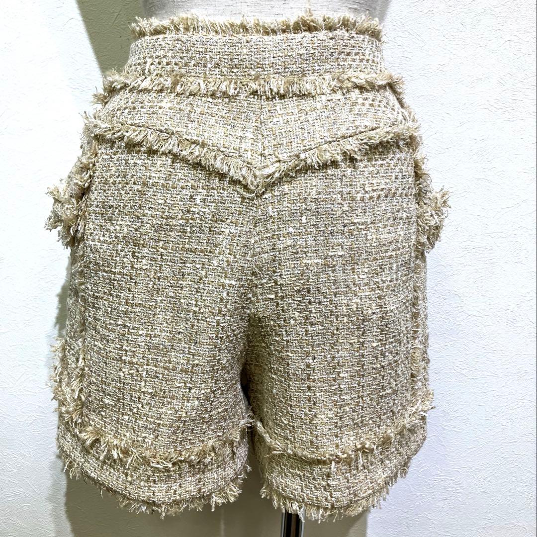 ⭐️新品タグ付き⭐️BALMAIN ラメ入りツイード ハイウエストショートパンツ