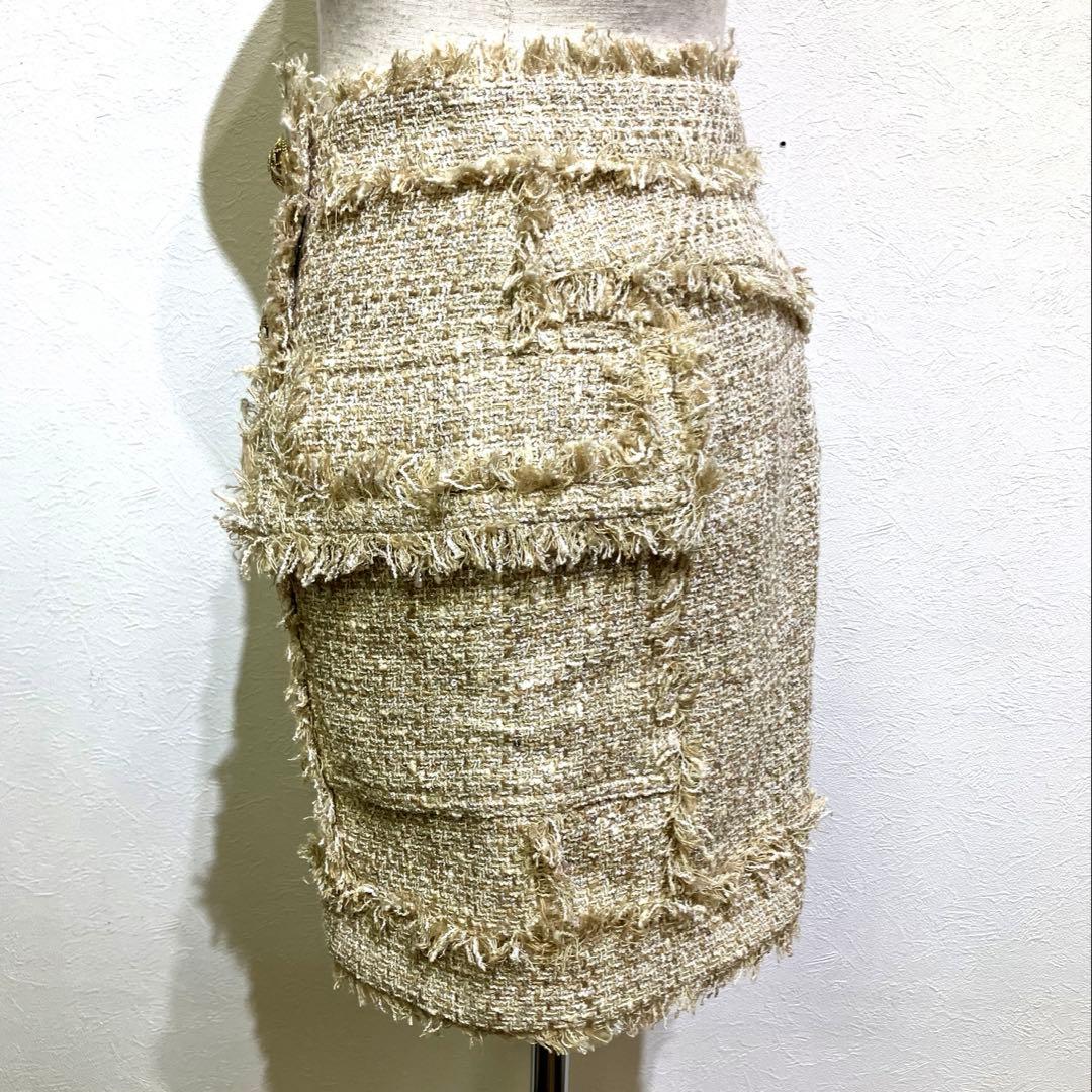 ⭐️新品タグ付き⭐️BALMAIN ラメ入りツイード ハイウエストショートパンツ