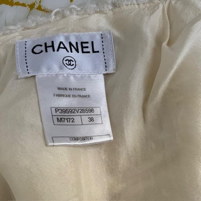 CHANEL ツイード フリンジ付き ミルキーミニスカート