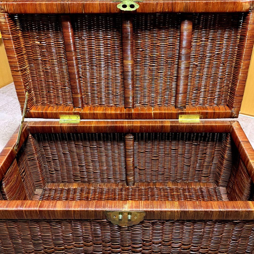 NY/アンティーク籐編・大型衣裳ケース