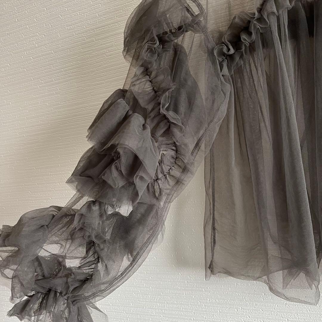 ANDRESD デコラティブチュールトップス　ダブルクロスオールインワン S