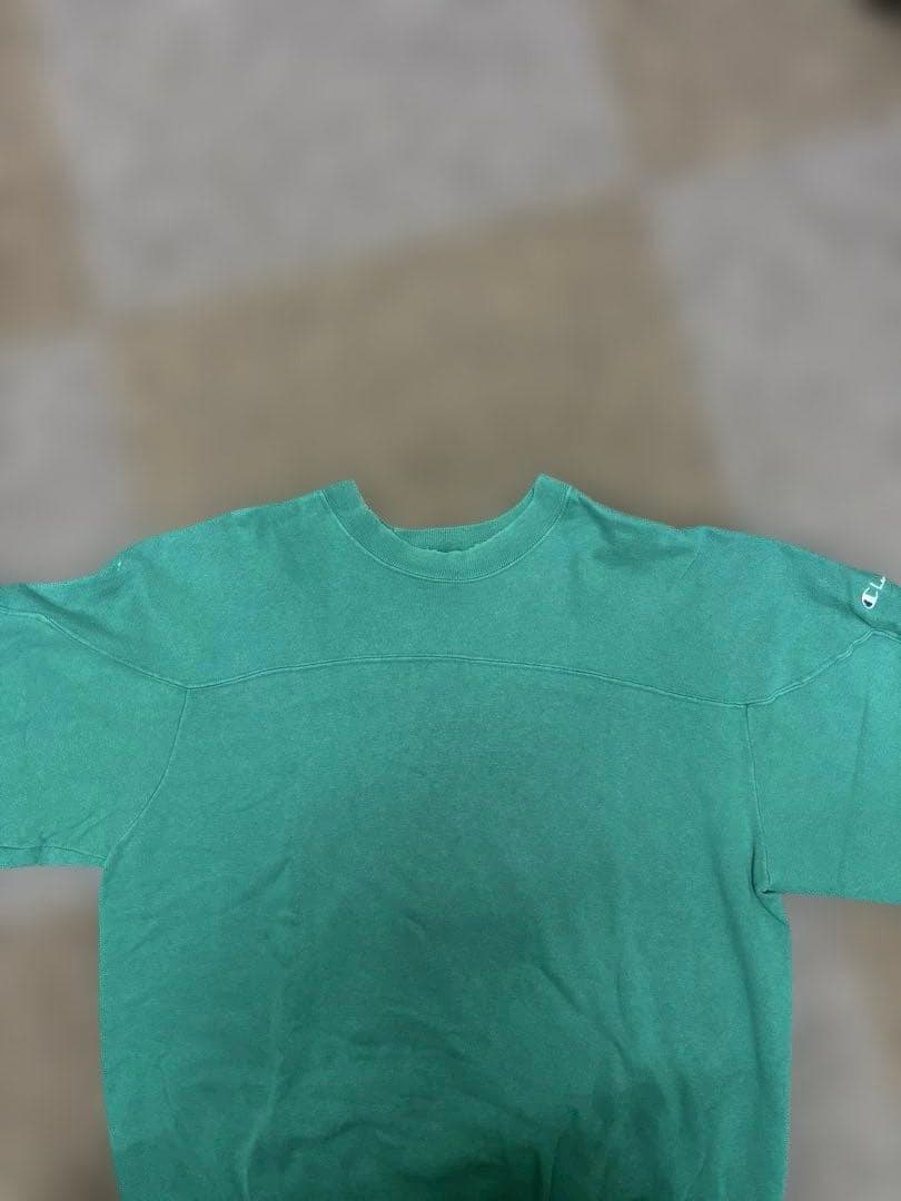 希少Champion グリーン フットボールヨーク スウェットシャツ 90s