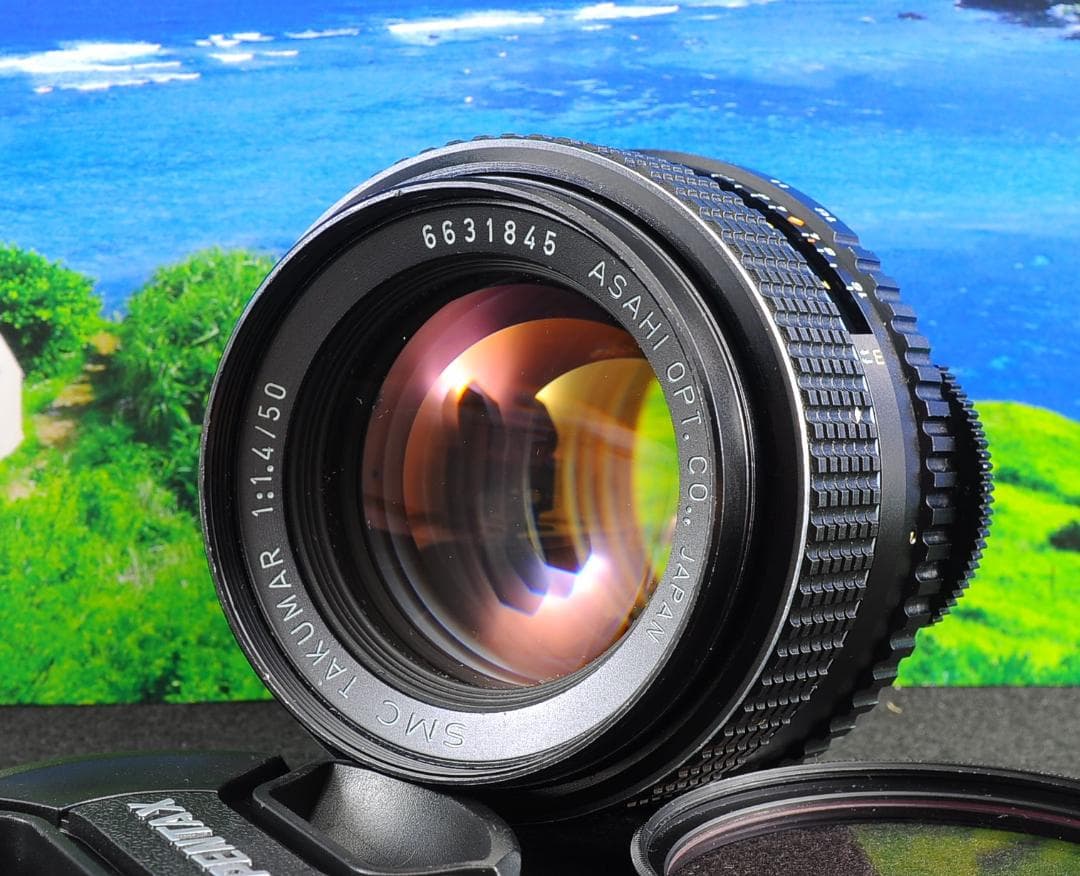 ペンタックス SMC Takumar 50mm F1.4 フード付き！整備済み！