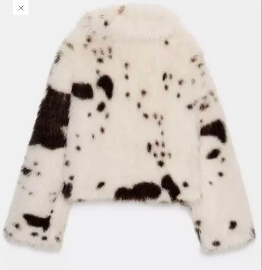 ZARA アニマルプリントフェイクファーショートコート