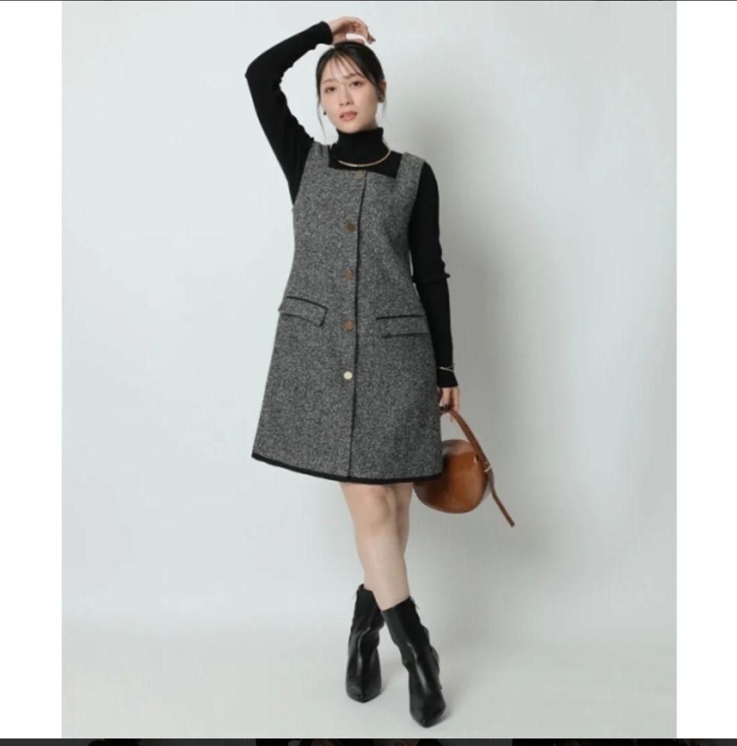 Apuweiser-riche スクエアネックミニジャンスカ 黒 M