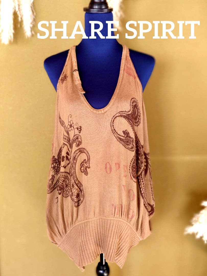 SHARESPIRIT シェアースピリット　プリントチュニック　ベージュ