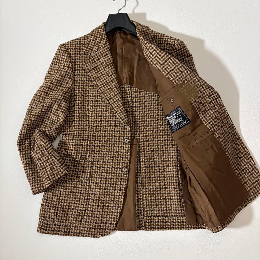 美品 バーバリー ツイードジャケット ハウンドトゥース ブリティッシュ調 AB4