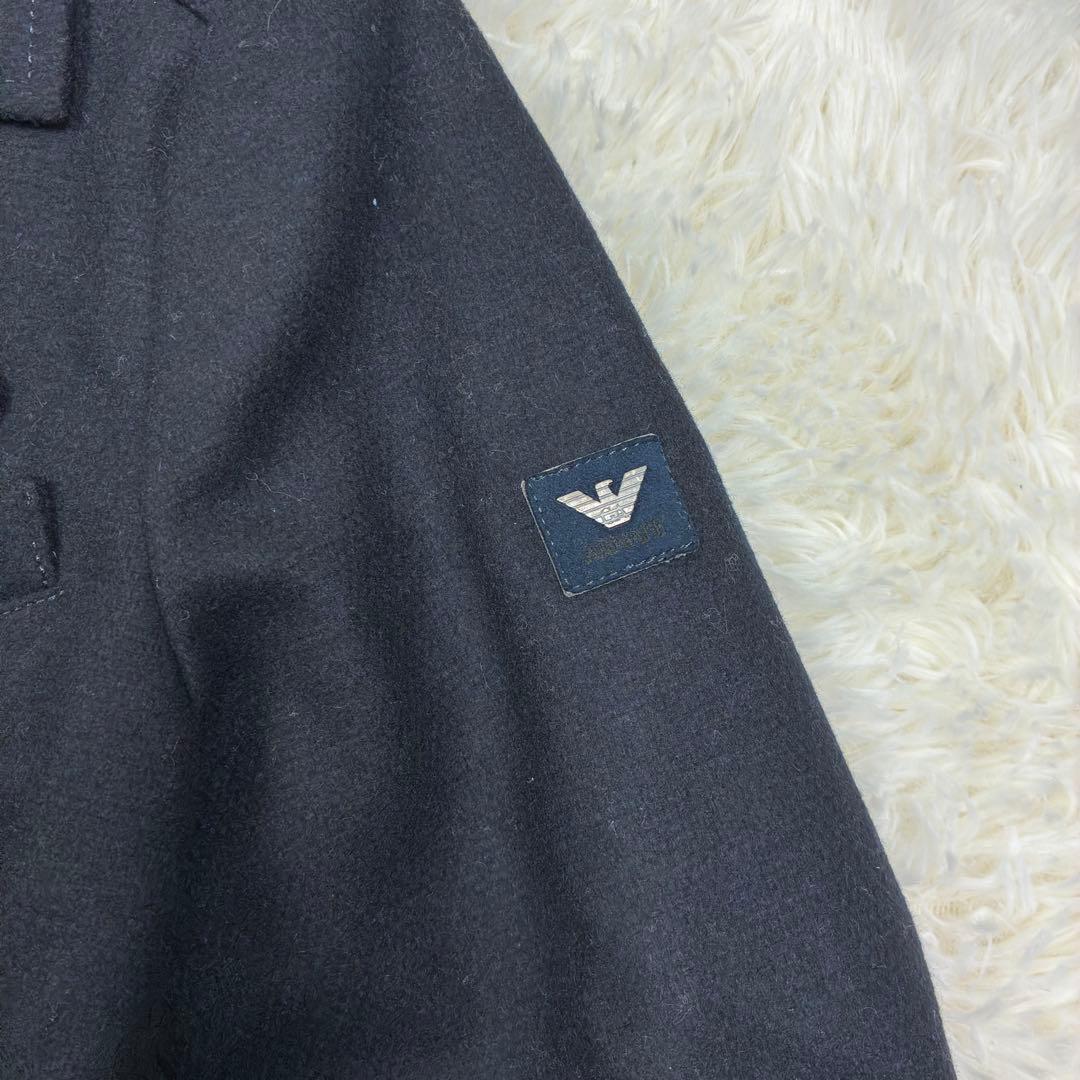 美品　アルマーニジュニア　ウールメルトン　ニット切替　ピーコート　14A　紺色