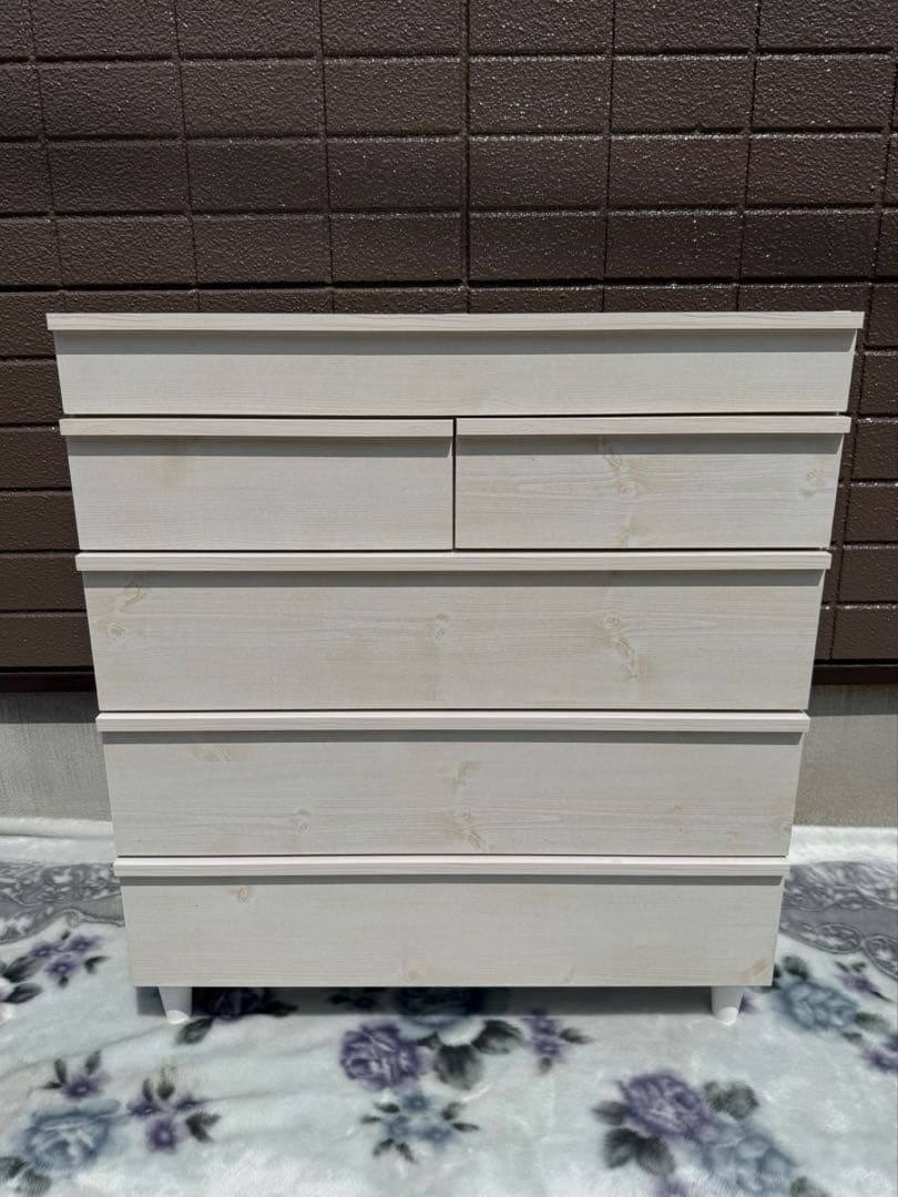 【美品】ぼん家具 チェスト 5段 ディスプレイ キャビネット タンス ガラス天板