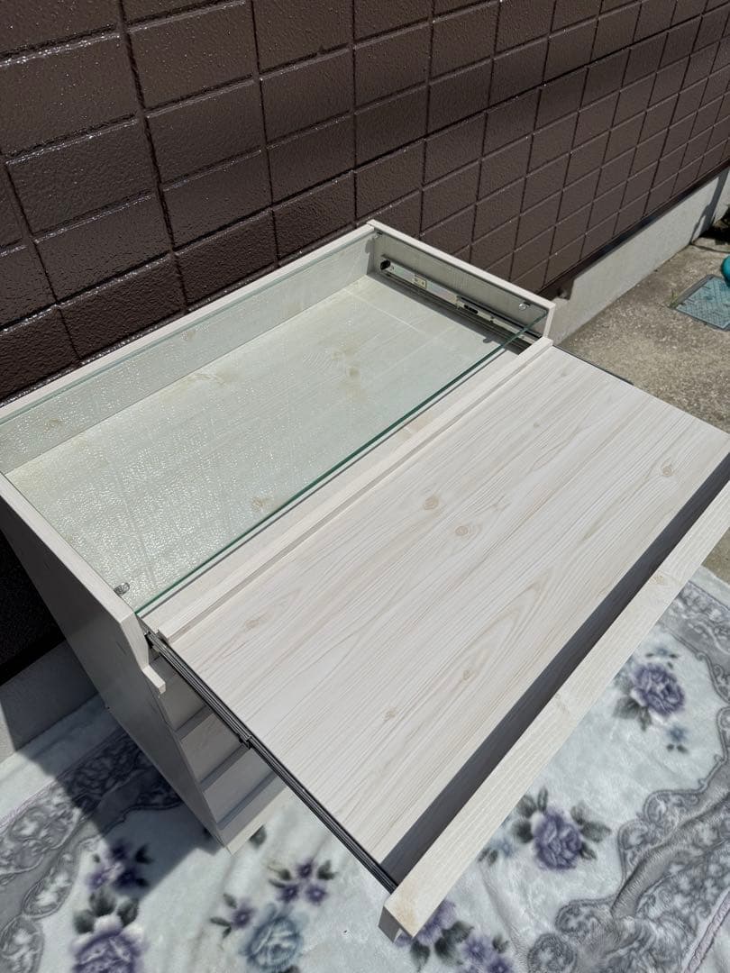 【美品】ぼん家具 チェスト 5段 ディスプレイ キャビネット タンス ガラス天板