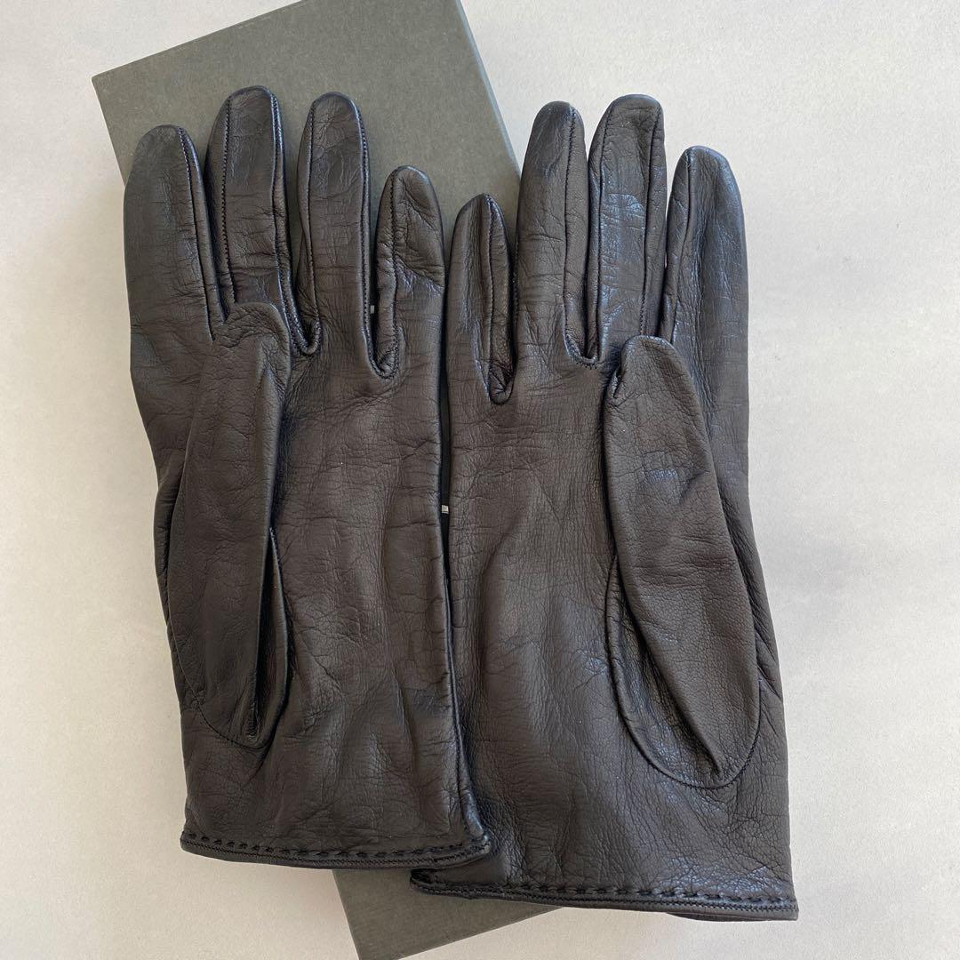 美品　グッチ　GUCCI レザーグローブ　ブラック　黒革手袋　サイズ7ハーフ