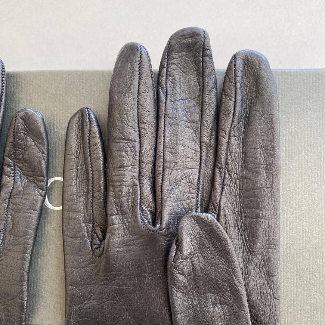 美品　グッチ　GUCCI レザーグローブ　ブラック　黒革手袋　サイズ7ハーフ