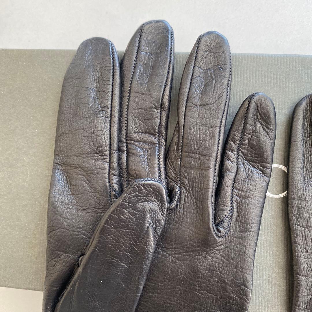 美品　グッチ　GUCCI レザーグローブ　ブラック　黒革手袋　サイズ7ハーフ
