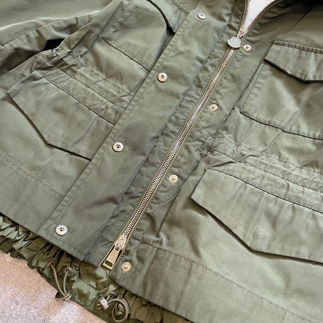 鑑定済・美品★モンクレール　PAQUERETTE モッズパーカー　カーキ　1