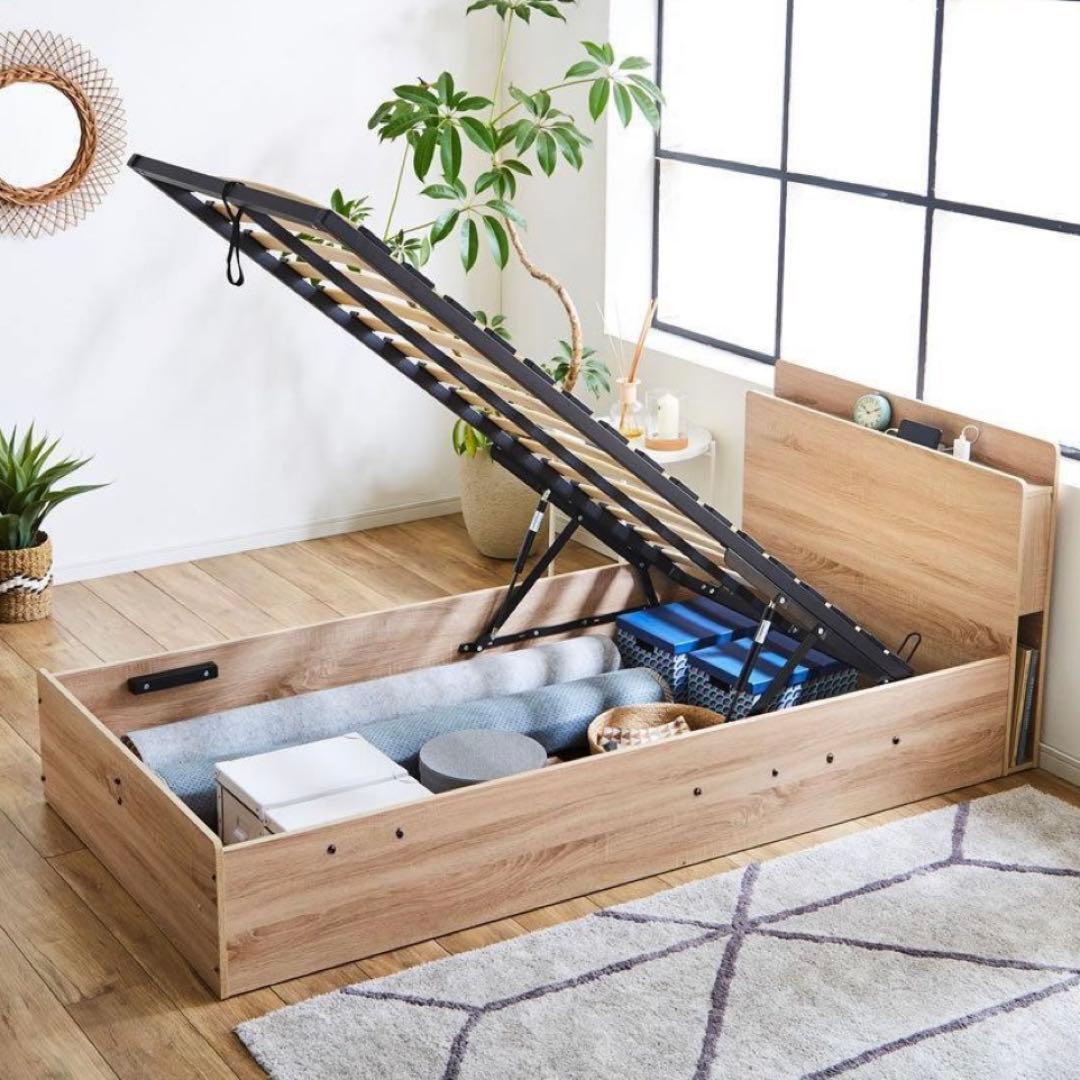 DOKOKA　ガス圧式跳ね上げ収納ベッド シングル