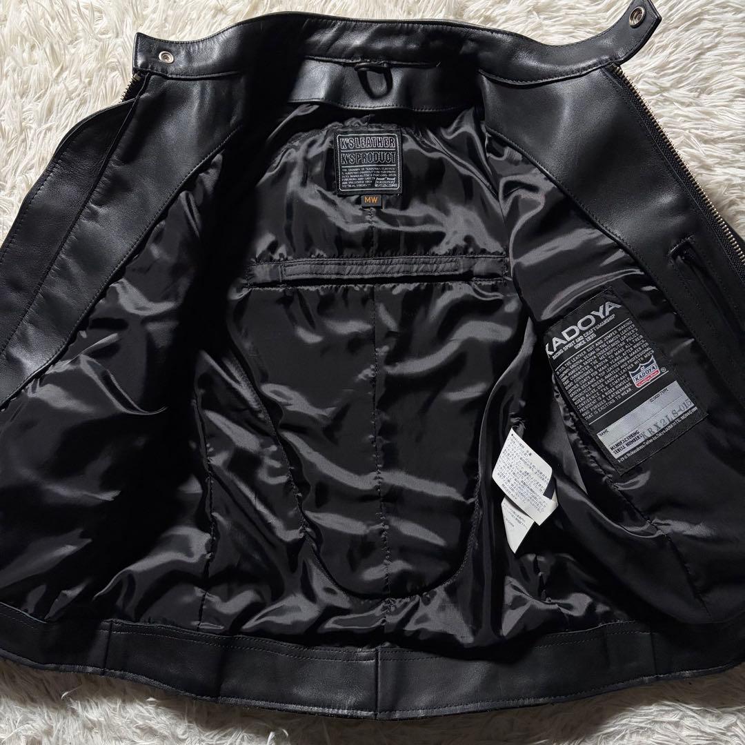 極美品◎KADOYA ライダースジャケット　シングル　ブラック　本革　M