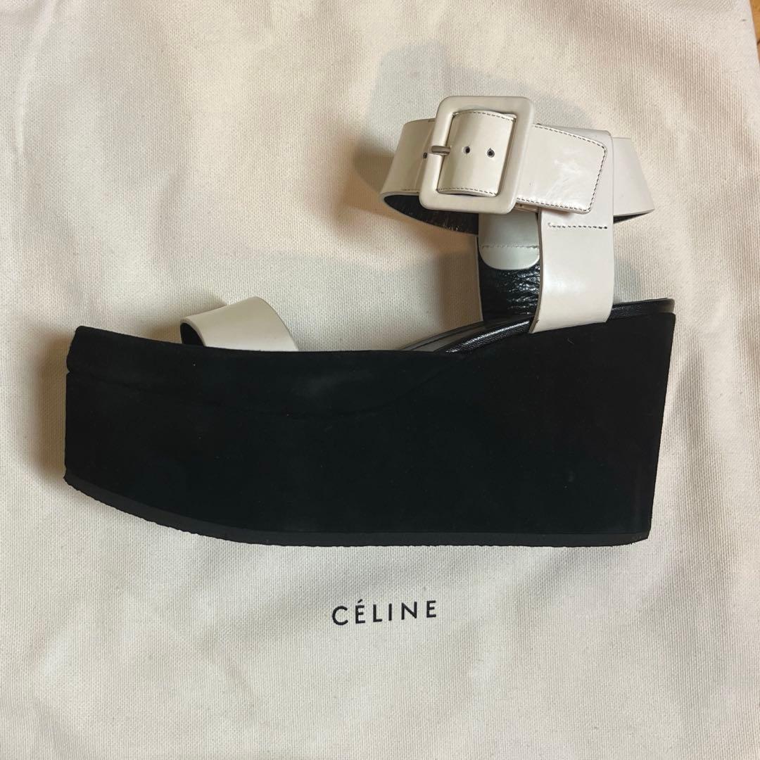 CELINE プラットフォームサンダル ホワイト・ブラック