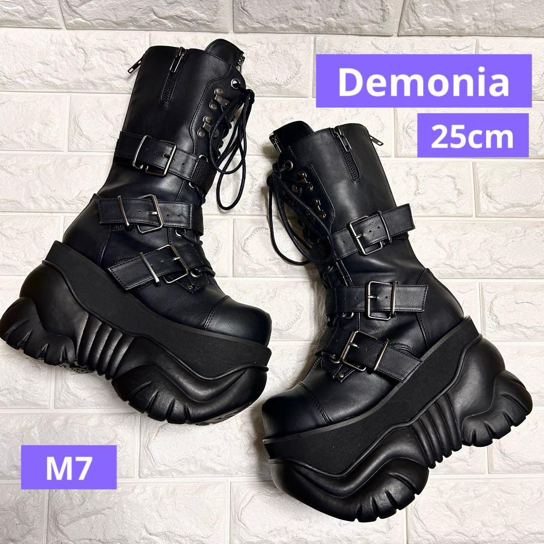 【一回使用】Demonia デモニア 厚底ブーツ 黒25cm M7