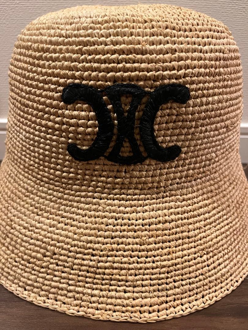 eytr914 　celine 新品トリオンフ ラフィアハットM