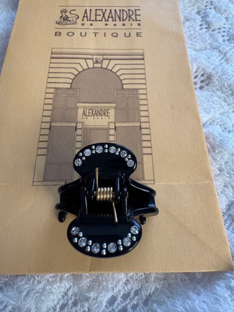 アレクサンドルドゥパリ クリップ　S 黒　ブラック　スワロフスキー 付き