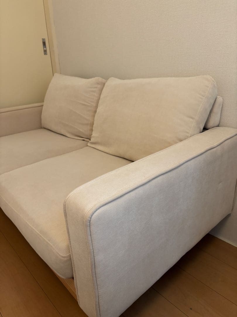 コーデュロイ ソファ 2人がけ アイボリー