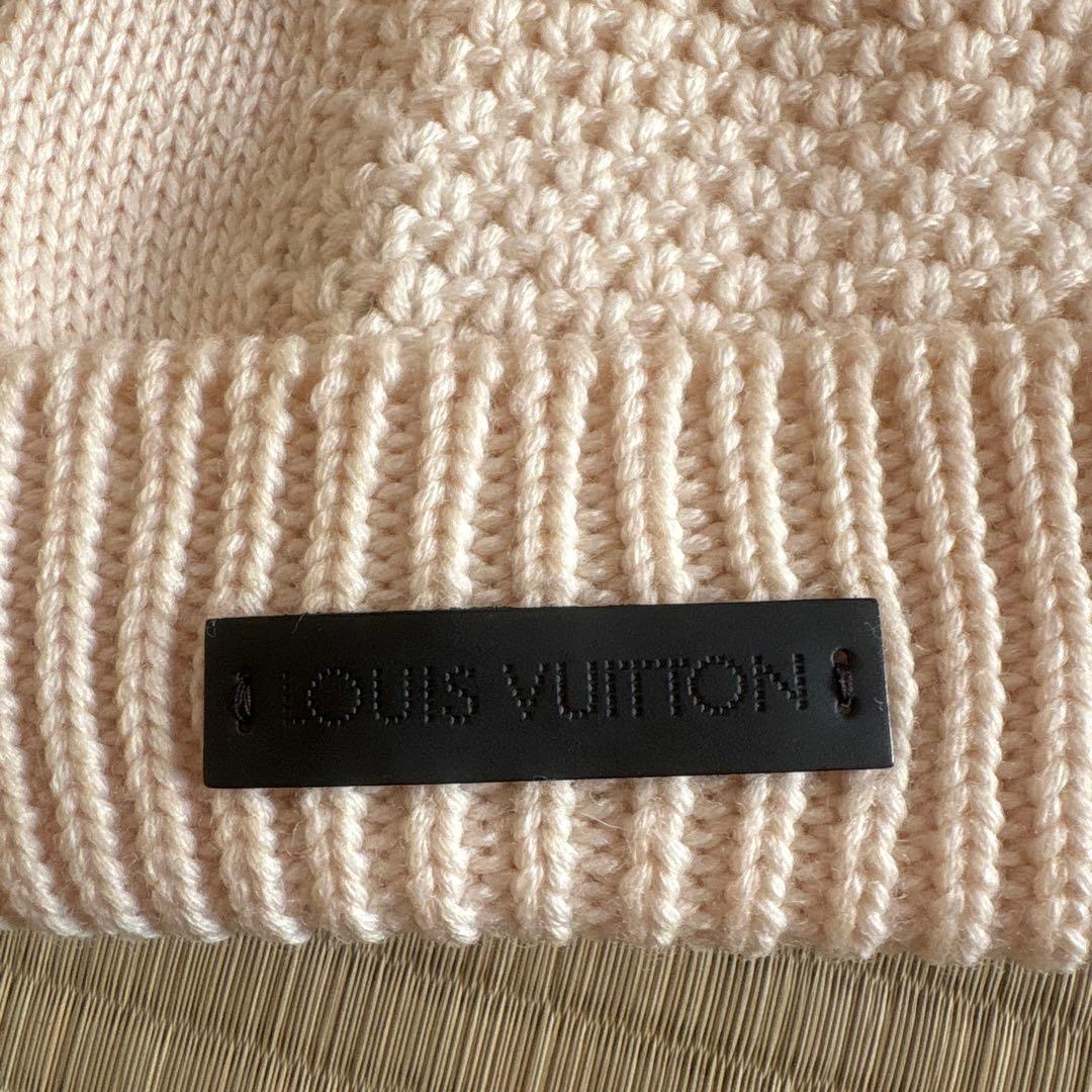 LOUIS VUITTON ダミエ ニットキャップ　レザータグ