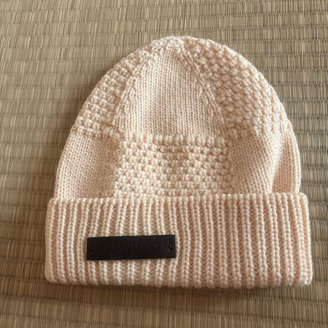 LOUIS VUITTON ダミエ ニットキャップ　レザータグ