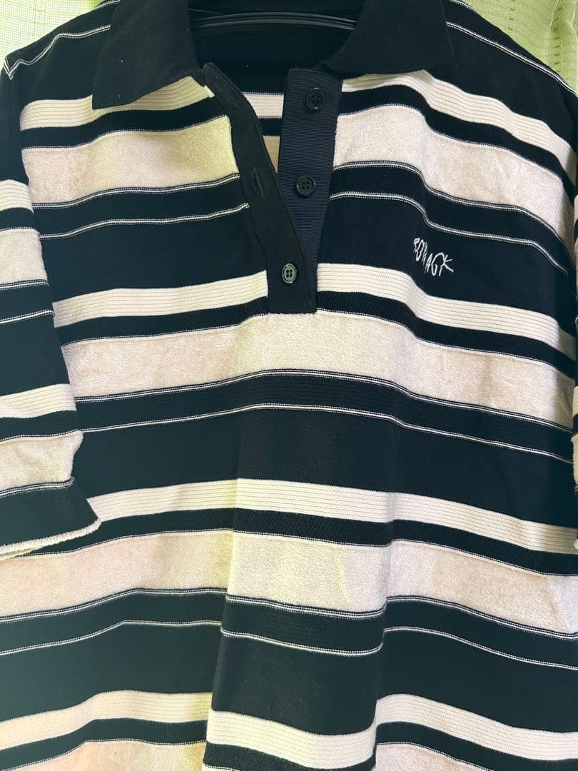 トップス MULTI BORDER LOGO KNIT POLO TOP