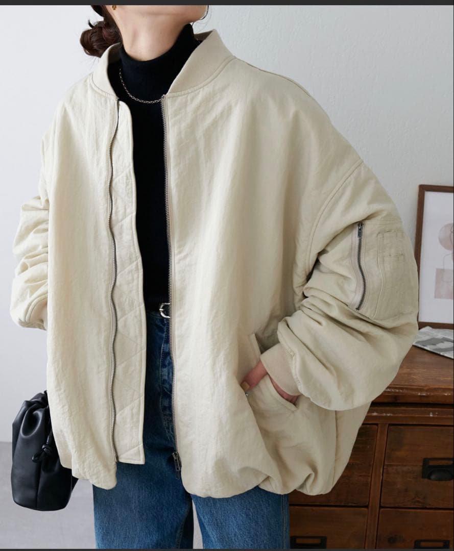 【美品】DISCOAT ディスコート メモリーボンバーブルゾン　アイボリー